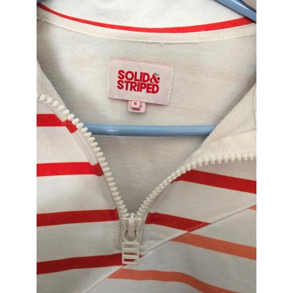 Solid & Striped Womens Half-Zip Pullover Sweatshirt Red & White Stripes Size S - Picture 2 of 5